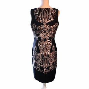 David MEISTER sz 10 sheath black prt peplum dress